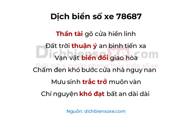 Dịch thơ biển số 78687