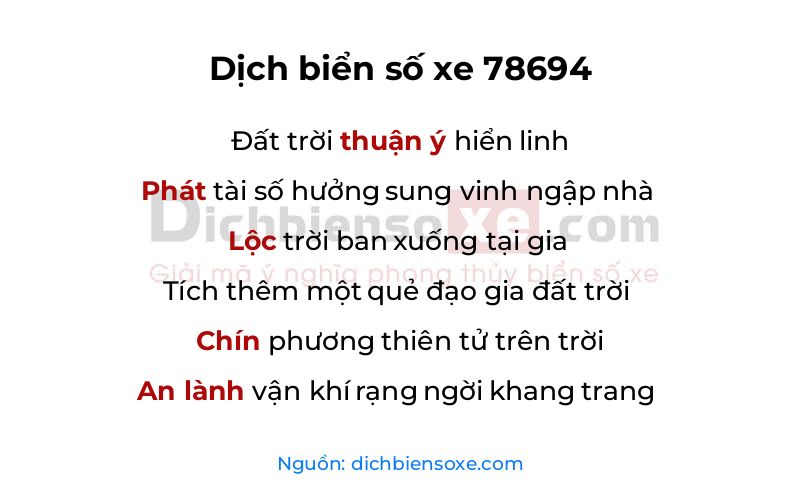 Dịch thơ biển số 78694