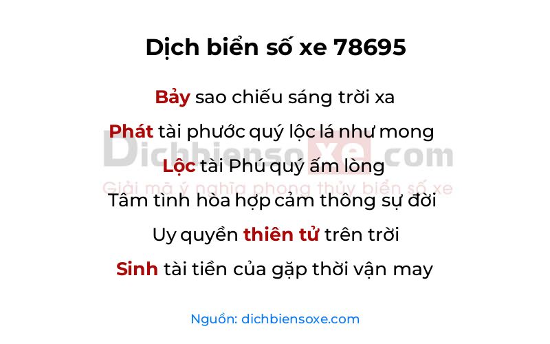 Dịch thơ biển số 78695