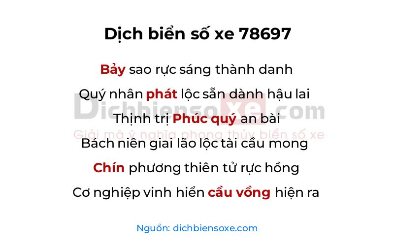 Dịch thơ biển số 78697