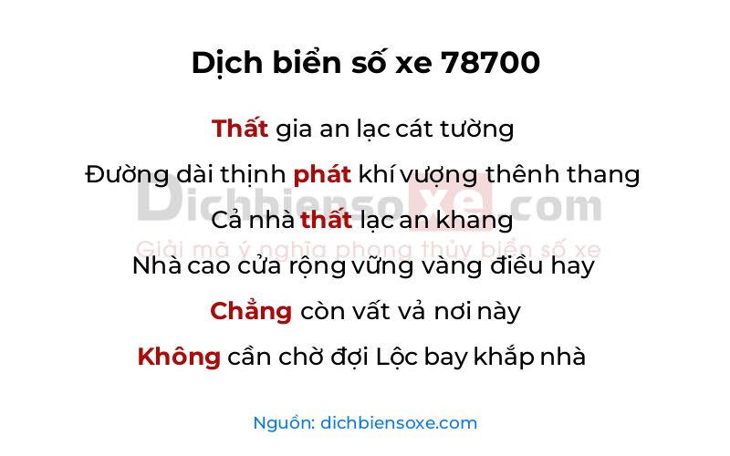 Dịch thơ biển số 78700