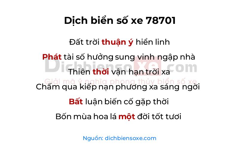 Dịch thơ biển số 78701