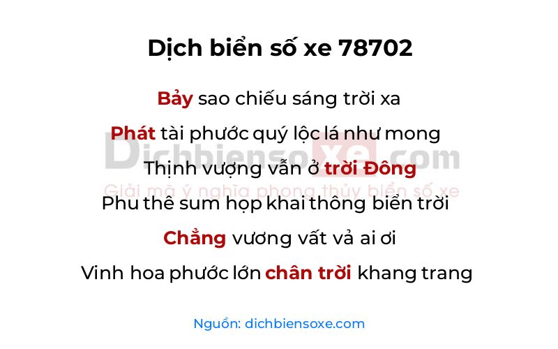Dịch thơ biển số 78702
