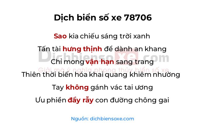 Dịch thơ biển số 78706
