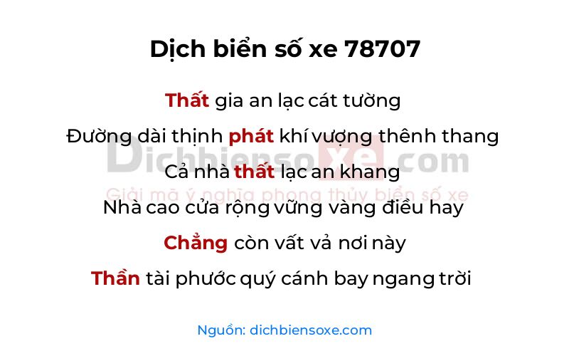 Dịch thơ biển số 78707