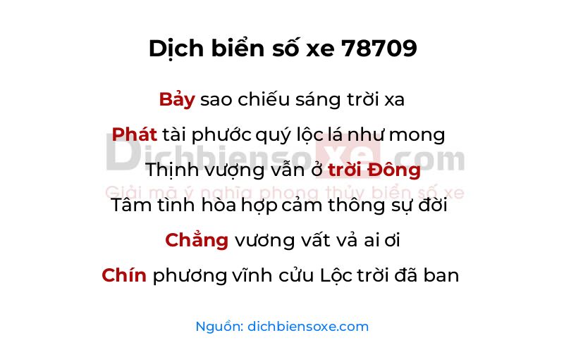 Dịch thơ biển số 78709
