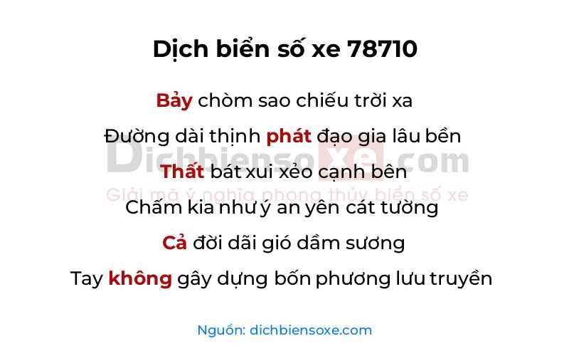 Dịch thơ biển số 78710
