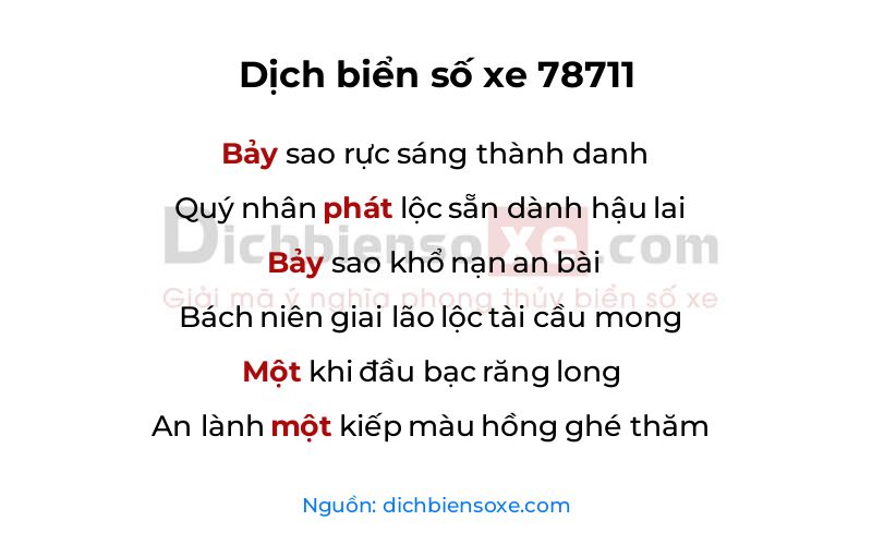 Dịch thơ biển số 78711