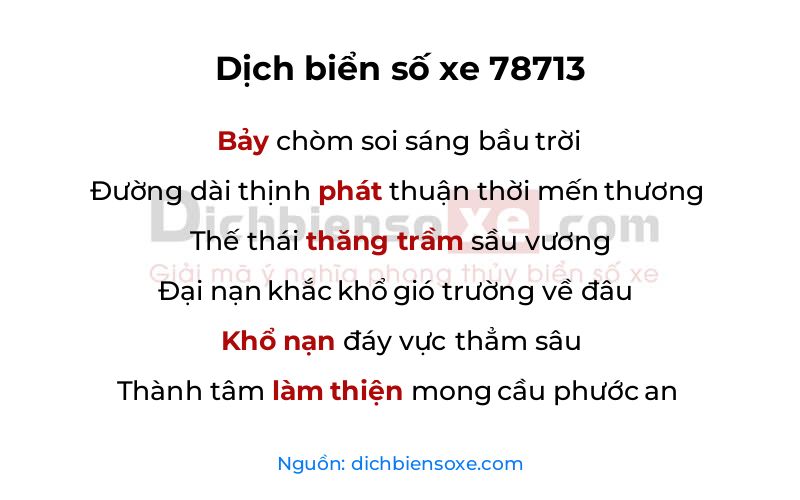 Dịch thơ biển số 78713