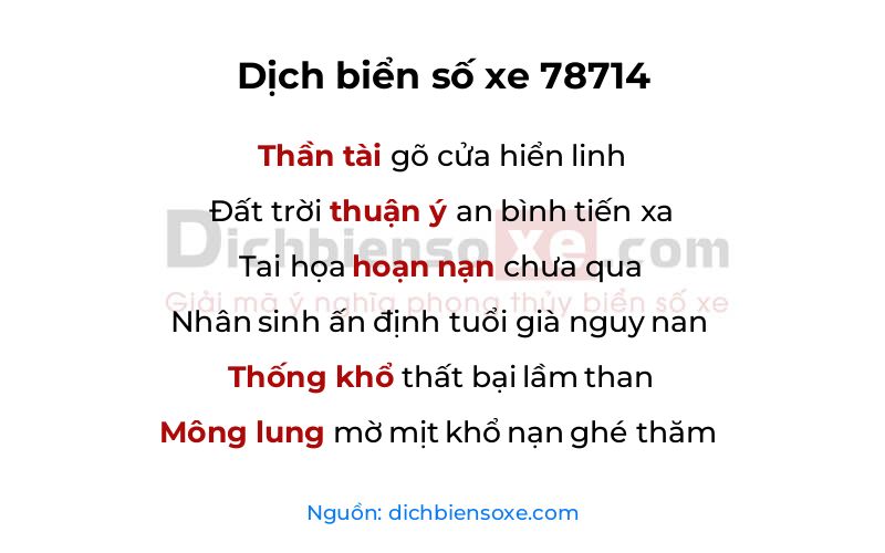 Dịch thơ biển số 78714