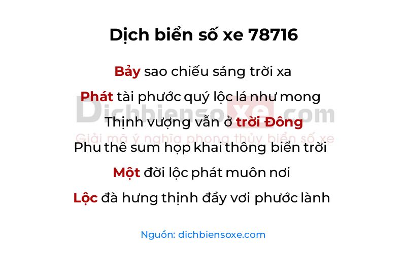 Dịch thơ biển số 78716