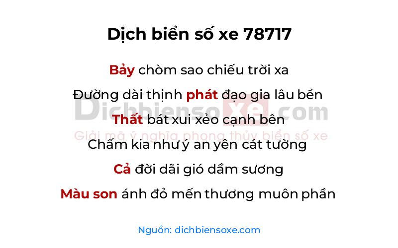 Dịch thơ biển số 78717