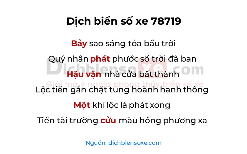 Dịch thơ biển số 78719