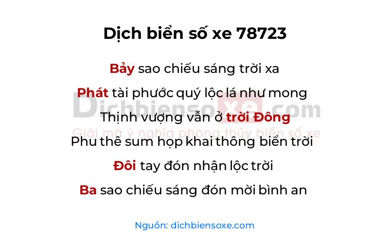 Dịch thơ biển số 78723