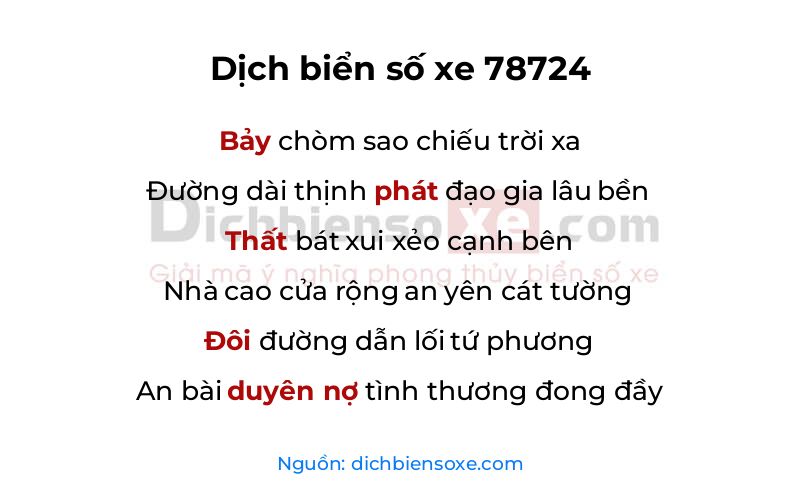 Dịch thơ biển số 78724