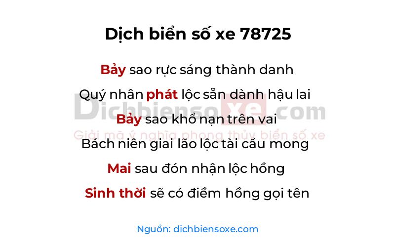 Dịch thơ biển số 78725