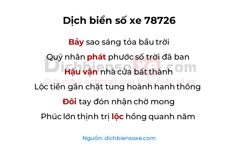 Dịch thơ biển số 78726