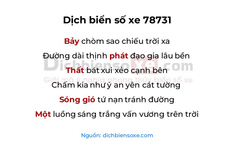Dịch thơ biển số 78731