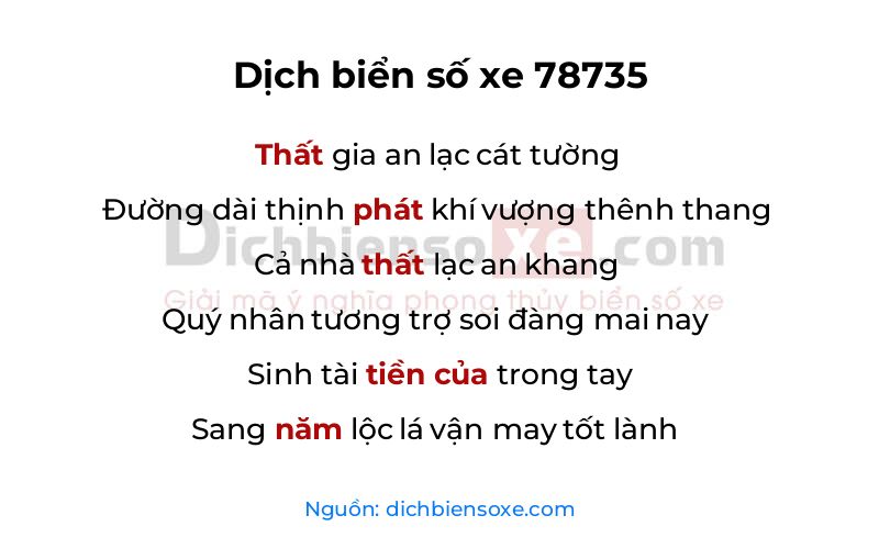 Dịch thơ biển số 78735