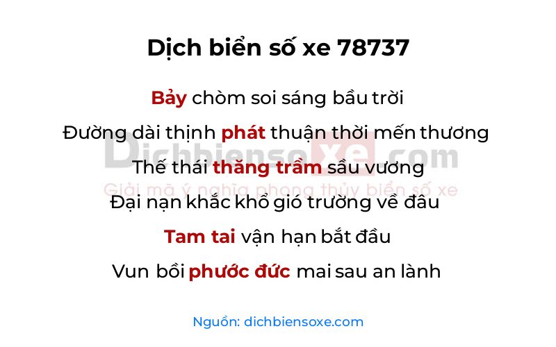 Dịch thơ biển số 78737