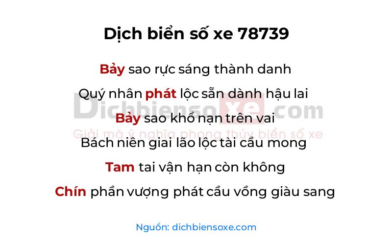 Dịch thơ biển số 78739
