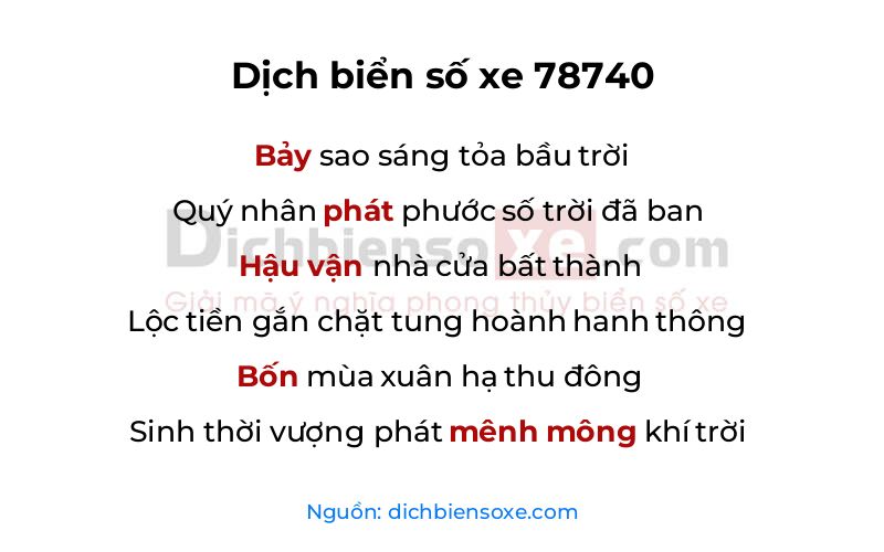 Dịch thơ biển số 78740