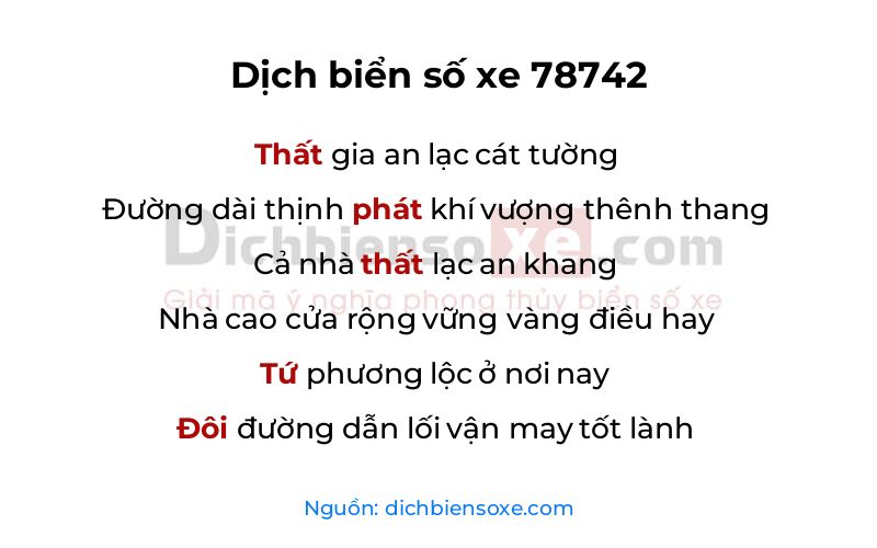 Dịch thơ biển số 78742