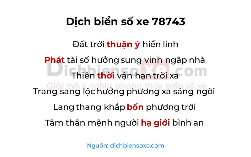 Dịch thơ biển số 78743