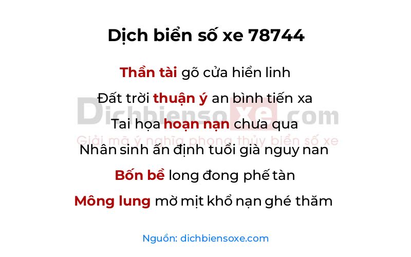 Dịch thơ biển số 78744