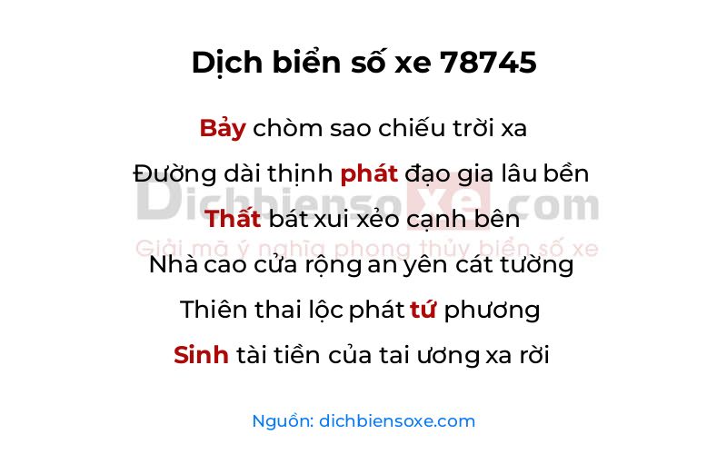 Dịch thơ biển số 78745