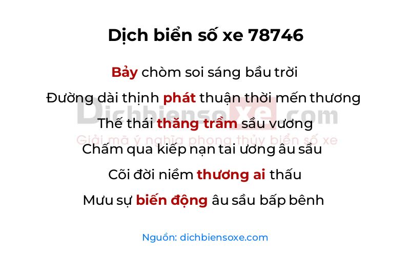 Dịch thơ biển số 78746