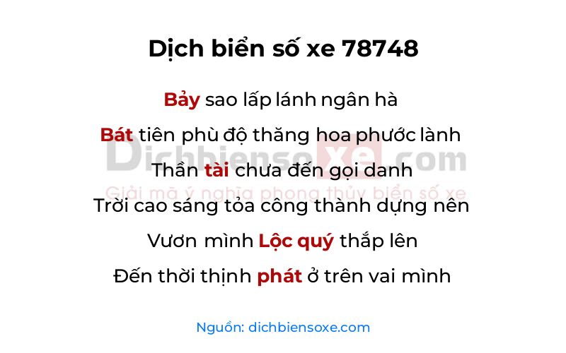 Dịch thơ biển số 78748