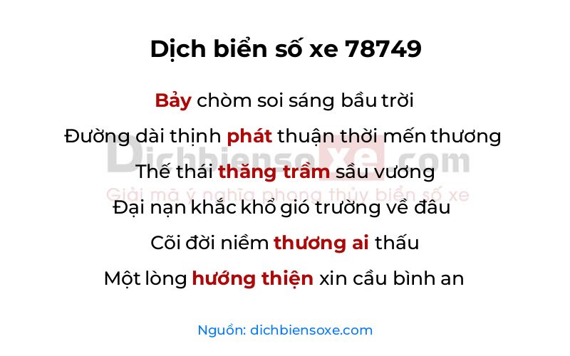 Dịch thơ biển số 78749
