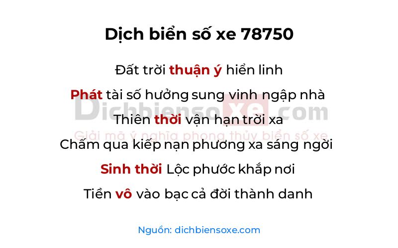 Dịch thơ biển số 78750