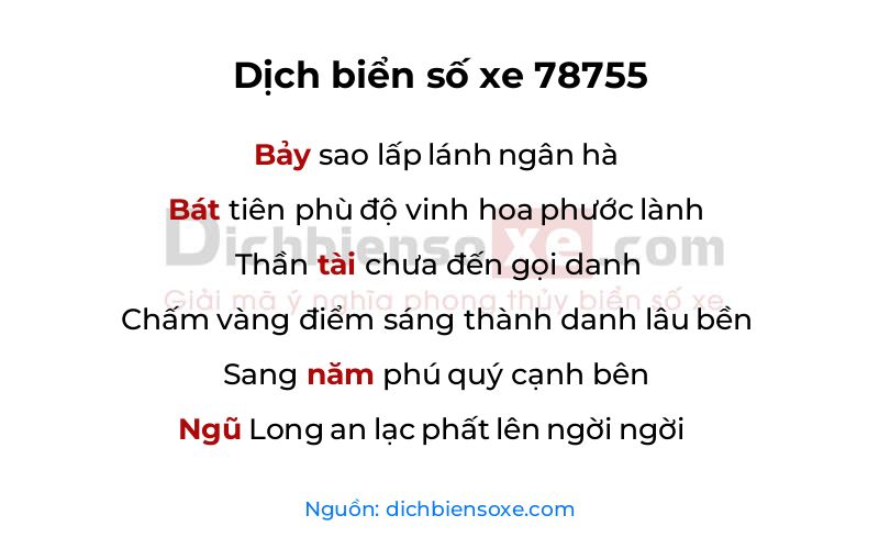 Dịch thơ biển số 78755