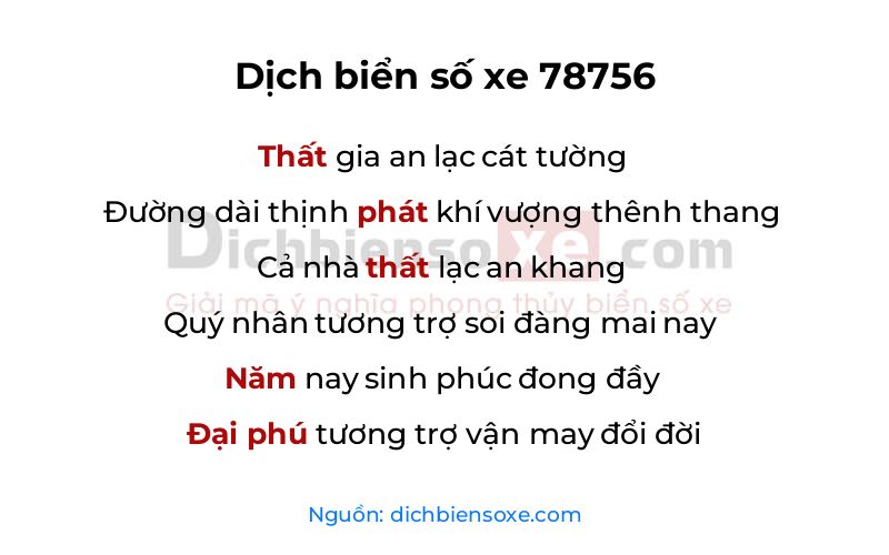 Dịch thơ biển số 78756