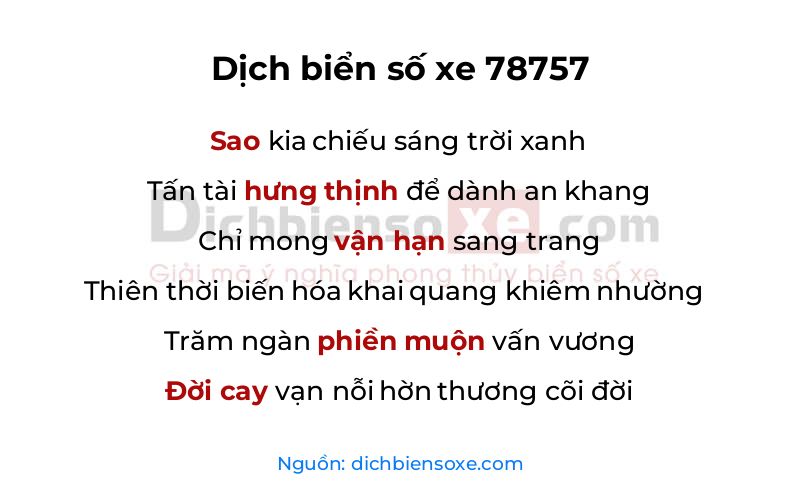 Dịch thơ biển số 78757
