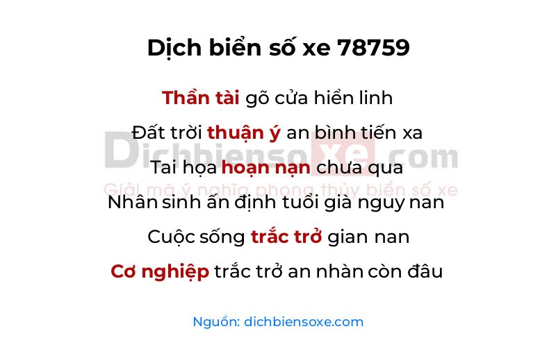 Dịch thơ biển số 78759