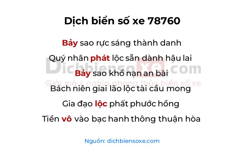 Dịch thơ biển số 78760
