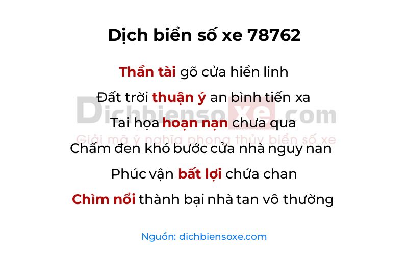 Dịch thơ biển số 78762