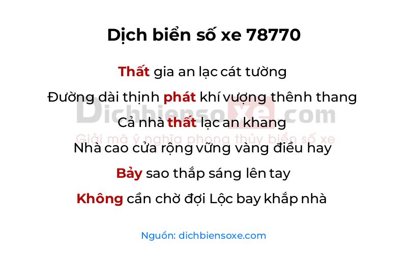 Dịch thơ biển số 78770