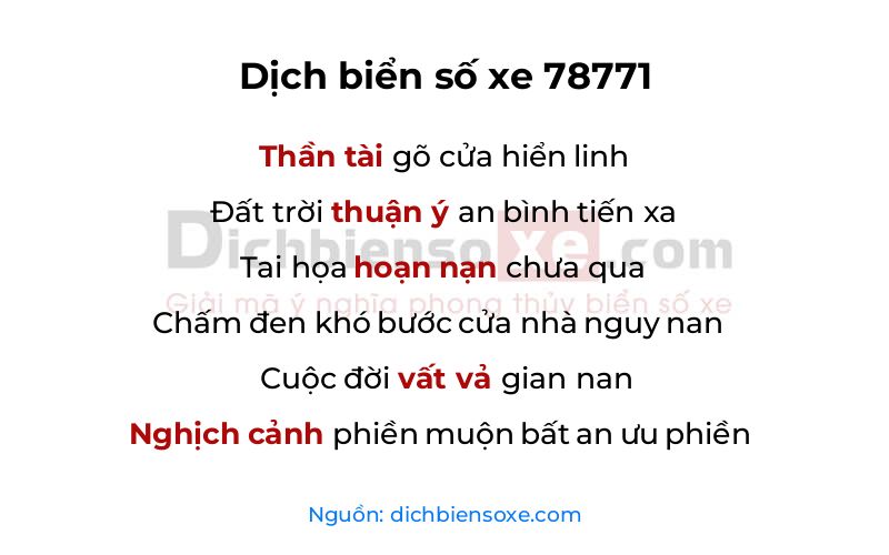 Dịch thơ biển số 78771
