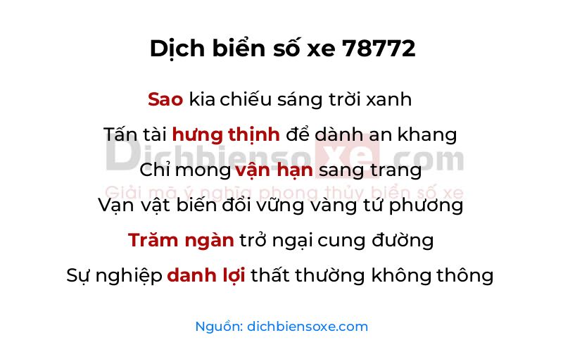 Dịch thơ biển số 78772
