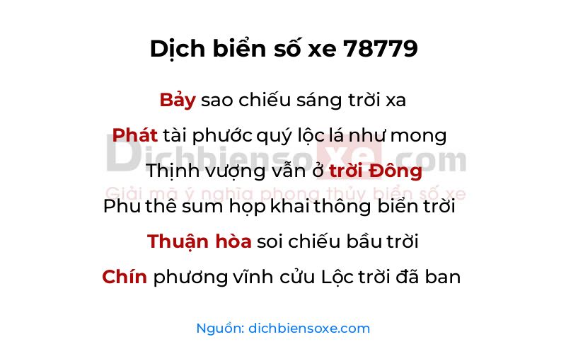 Dịch thơ biển số 78779
