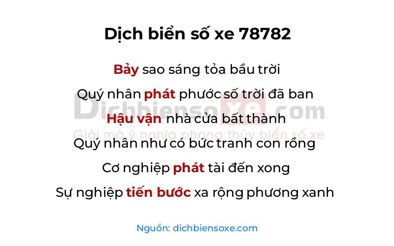 Dịch thơ biển số 78782