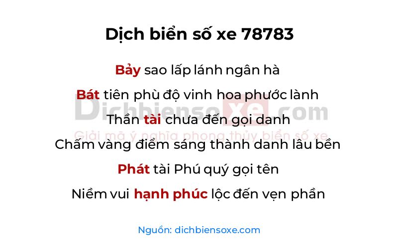 Dịch thơ biển số 78783
