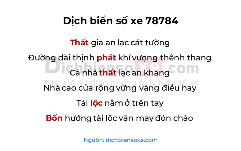 Dịch thơ biển số 78784