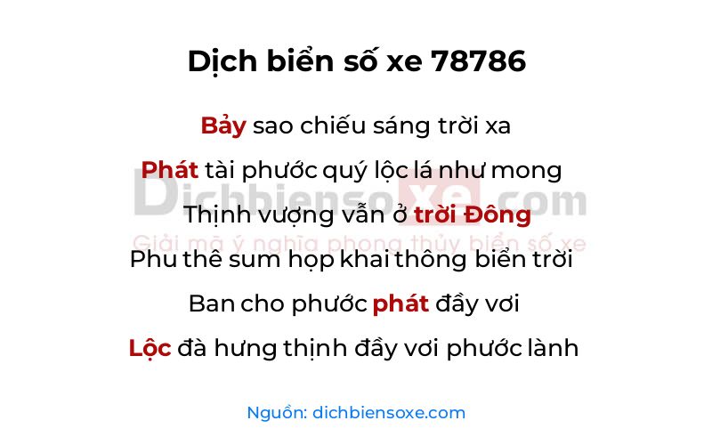 Dịch thơ biển số 78786