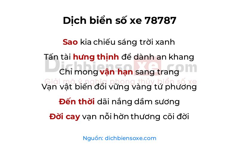 Dịch thơ biển số 78787