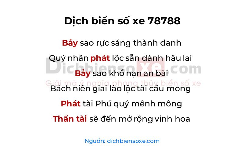 Dịch thơ biển số 78788